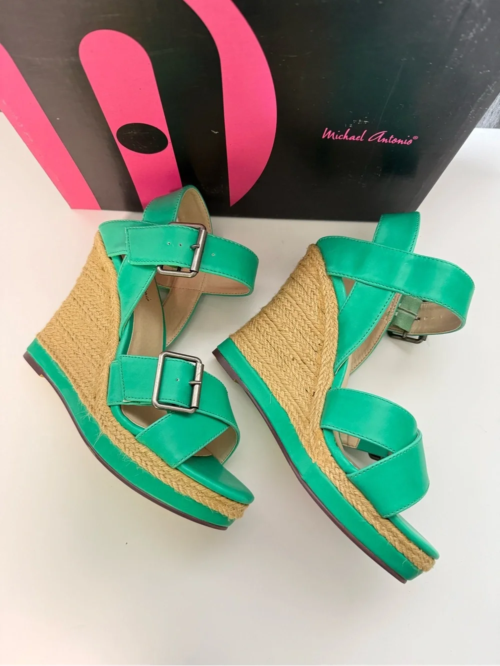 Michael Antonio Bright Green Women's Strappy Block Heel Sandals